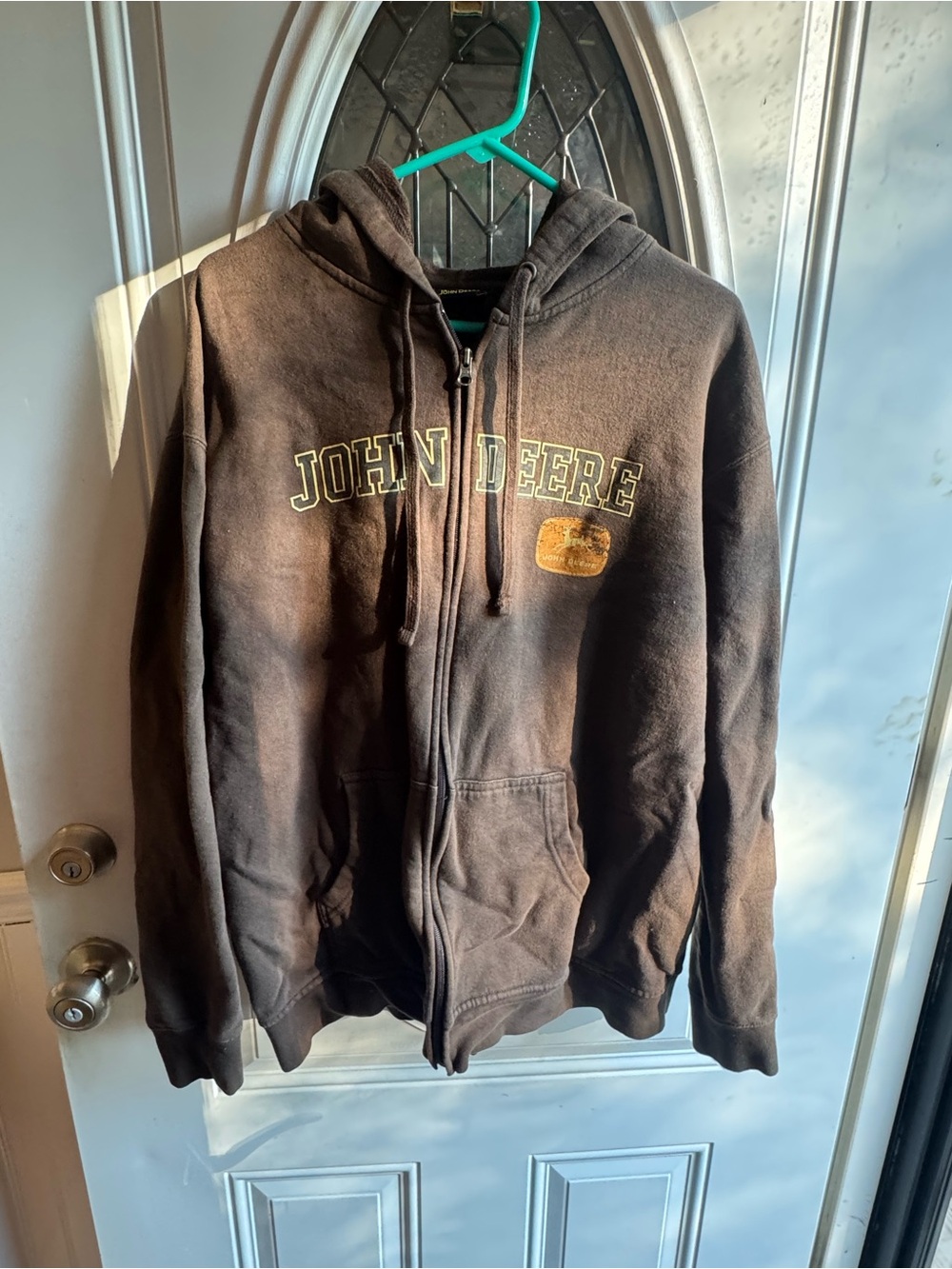 John Deere Brown Full Zip Workwear Hoodie Sweatshirt XL